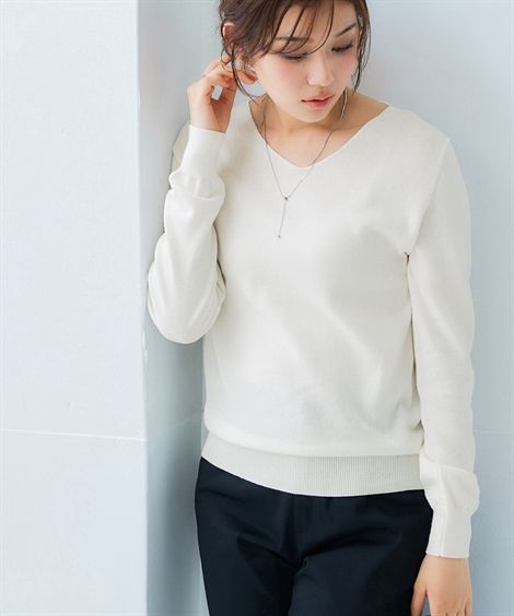 ニッセン ニット セーター レディース 洗える UVカット 綿100