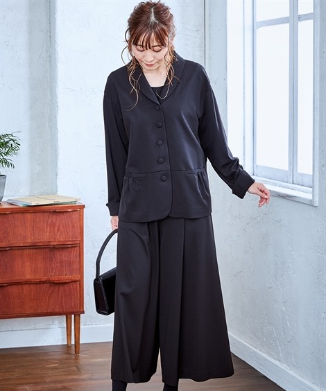 喪服 ワンピース レディース 大きいサイズ ブラックフォーマル 礼服 ジャージー ガウチョ パンツスーツ ナチュラル 着心地楽々 4l 5l 6l ニッセン Nissen ニッセン Paypayモール店 通販 Paypayモール