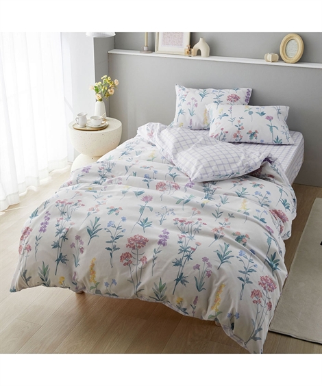 ニッセン（nissen） 寝具 掛け布団カバー 綿混 プリント マスタード系