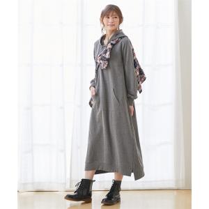 授乳服 ワンピース マタニティ ママ 産前 産後 綿混 スウェット マキシ丈 パーカー M/L ニッ...