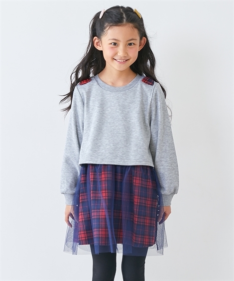 格安saleスタート ワンピース キッズ 女の子 あったか 裏ベロア リボン使い ドッキング 子供服 ジュニア服 冬 身長140 150 160cm ニッセン Nissen タイムセール