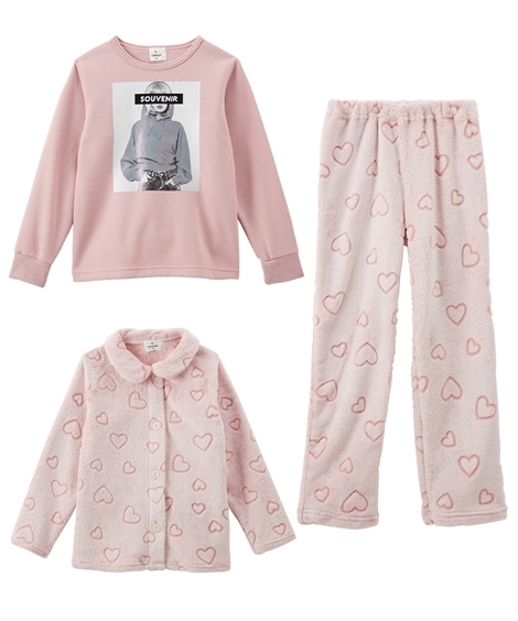 パジャマ・ルームウェア|２トップスパジャマ（女の子　子供服　ジュニア服） ニッセン nissen(ピンク(ハート))