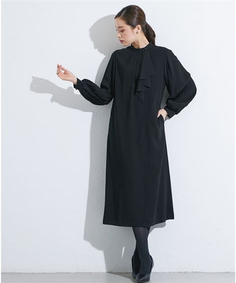 喪服 袖プリーツ Ll 3l ニッセン Nissen ニッセン Paypayモール店 通販 Paypayモール ワンピース レディース ブラックフォーマル 礼服 洗える 防しわ フロント デザイン 定番安い Ghanachamber Tech