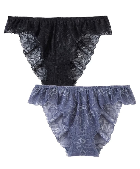 ショーツ(パンツ) ショーツ 大きいサイズ レディース 総レース ふんどしショーツ まるでNOパン 2枚組 4L〜5L/6L ニ | ニッセン | 02
