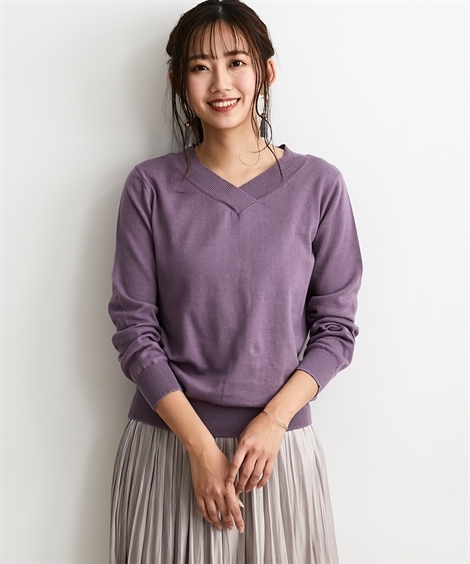 セーター ニット レディース 綿100 洗濯機で洗える 重ね Vネック 冬 S M L ニッセン Nissen ニッセン Paypayモール店 通販 Paypayモール