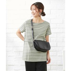 Tシャツ マタニティ ママ 産前 産後 授乳服 授乳しやすい ボーダー 半袖 4L/5L/6L ニッ...