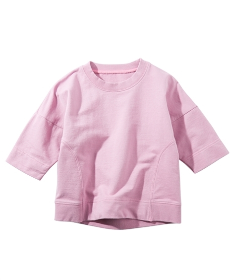 トップス・チュニック|ビンテージ風５分袖Tシャツ（子供服　男の子・女の子　ジュニア服） ニッセン nissen(ラベンダー)