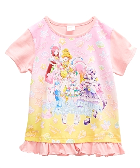 Tシャツ カットソー キッズ 女の子 トロピカル ジュ プリキュア 裾フリル 1cm 子供服 110 半袖 ニッセン 受賞店 身長100 Nissen