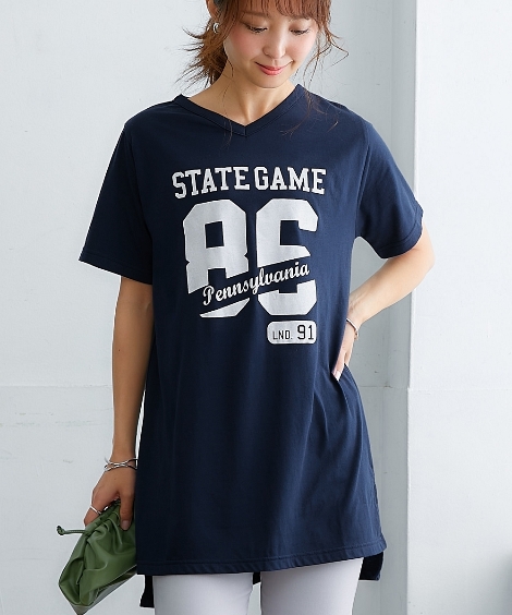 ニッセン Tシャツ カットソー レディース 綿100％素材 プリント