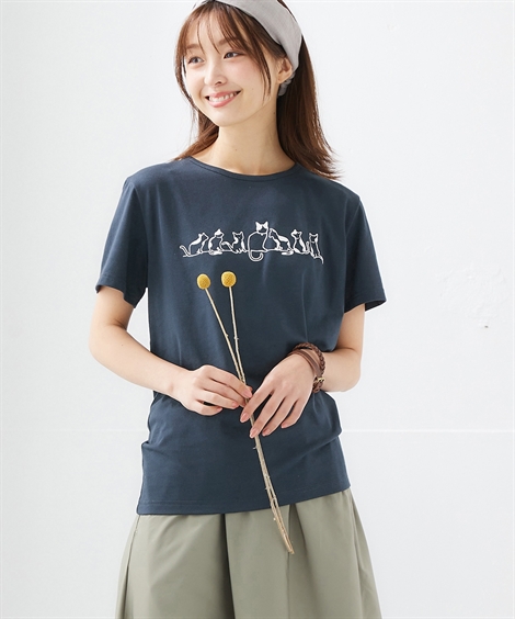 Tシャツ カットソー レディース 吸汗速乾 プリント UVカット 夏 S/M/L/LL ニッセン nissen