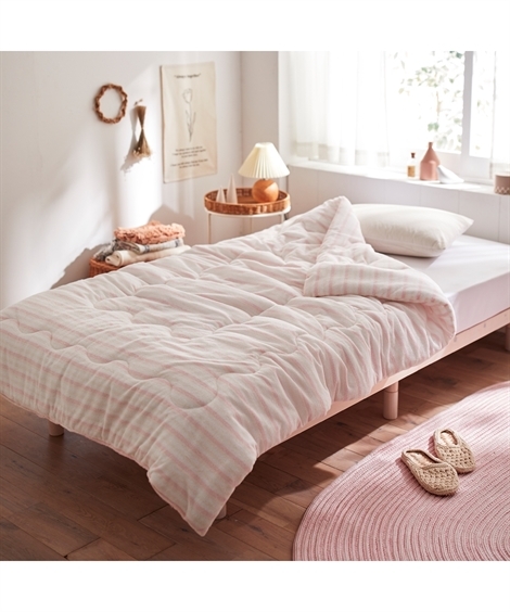 寝具・布団|ふんわり綿100％タオル地の肌布団 ニッセン nissen(ピンク系)