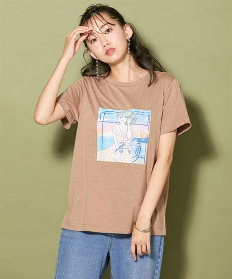 Tシャツ カットソー 大きいサイズ レディース イラストレーター プリント かわさきようこ コラボ Ll 10l ニッセン Nissen ニッセン Paypayモール店 通販 Paypayモール