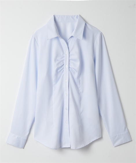 ニッセン 事務服 ブラウス レディース 胸ギャザー パウダー