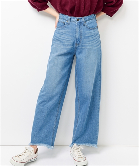 ニッセン パンツ ストレート 大きいサイズ レディース 裾カット