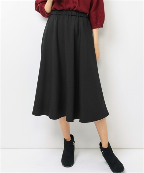 スカート|大きいサイズ フレアギャザースカート ニッセン nissen(黒)