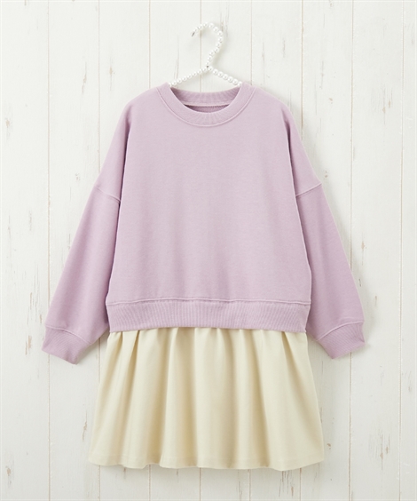 ワンピース キッズ 女の子 裏毛 ドッキング 子供服 ジュニア服 身長140 150 160cm ニッセン Nissen 熱い販売