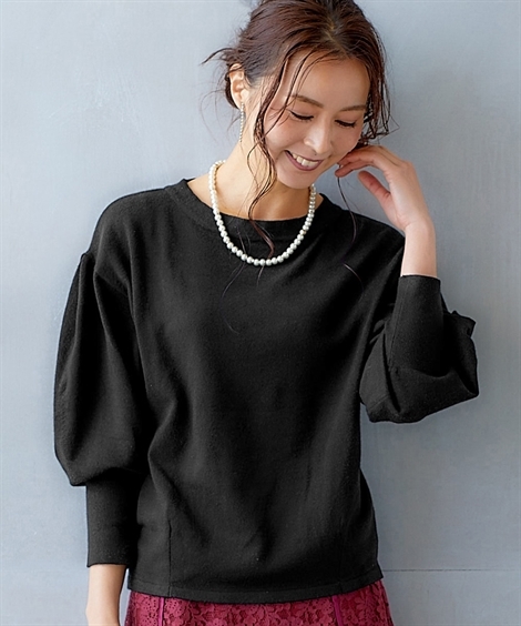 ニッセン トップス ニット レディース Hana服 ふんわり袖 M/L/LL