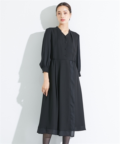 大得価即納 喪服 ワンピース 大きいサイズ レディース 礼服 Callarus 日本製生地使用 サテン ストライプ 切替 前開き 4L/5L ニッセン nissen ニッセン PayPayモール店 - 通販 - PayPayモール 即納在庫あ