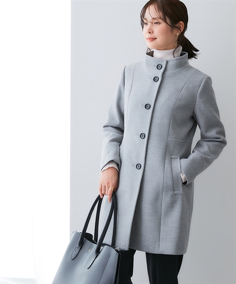 ニッセン（nissen） コート レディース 配色 ボタン スタンドカラー S