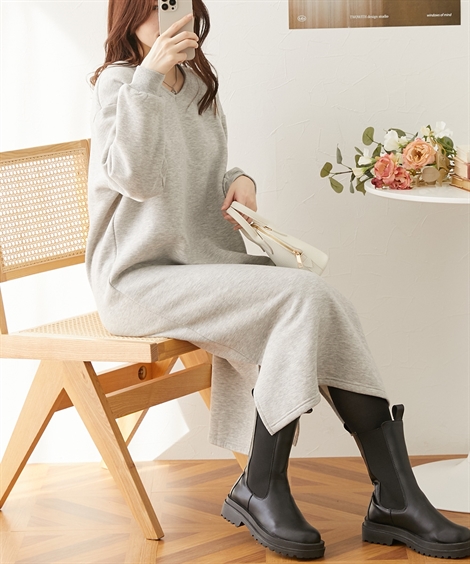 ニッセン（nissen） ワンピース ロング マキシ レディース 裏起毛 V