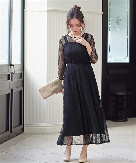 ドレス ワンピース 大きいサイズ レディース 結婚式 パーティー 総レース フレア 4l 5l ニッセン Nissen Zzy4322a24 ニッセン Yahoo 店 通販 Yahoo ショッピング