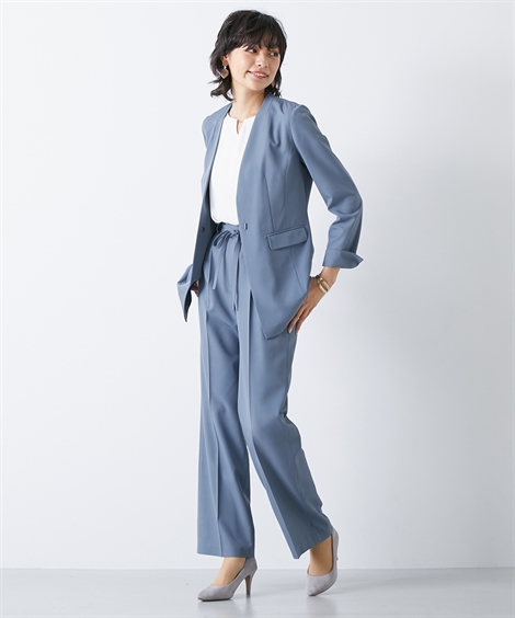 スーツ Nissen ニッセン Ll 3l パンツ ワイド 共布ベルト付 ジャケット ノーカラー レディース ビジネススーツ 福袋セール Udoor Co Uk