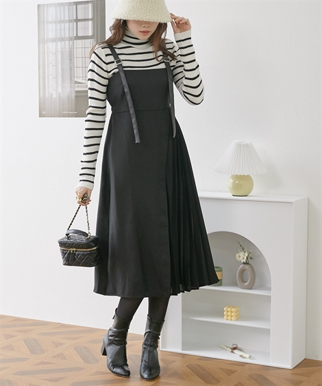 ニッセン（nissen） ジャンパー スカート レディース サイド プリーツ