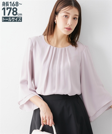 美品！レリアン　ストール付　シアージョーゼット　プルオーバー　ブラウス　11+ trim_ofalv_item03543e3a48ce11e