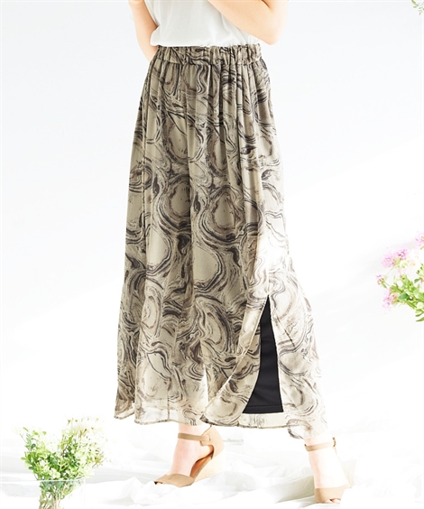 パンツ ワイド ガウチョ 大きいサイズ レディース シアーレイヤードワイド ゆったり ヒップ アースミュージックアンドエコロジーホワイトレーベル ニッセン 有名なブランド