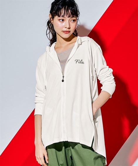 トップス チュニック FILA 指穴付ドライメッシュパーカー UVカット