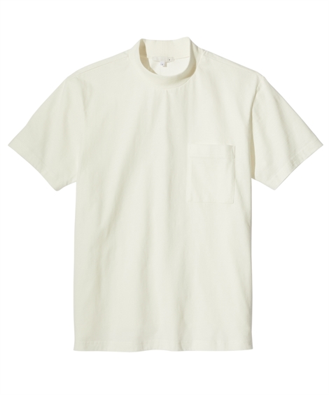 Tシャツ カットソー メンズ 綿100％ お腹ゆったり モックネック ポケット付 半袖 M/L/LL ニッセン nissen｜nissenzai｜02