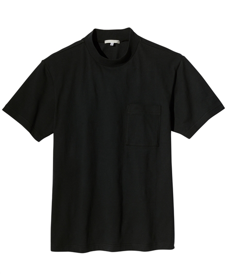 Tシャツ カットソー メンズ 綿100％ お腹ゆったり モックネック ポケット付 半袖 M/L/LL ニッセン nissen｜nissenzai｜04