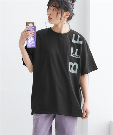 Tシャツ カットソー レディース 選べる柄 吸汗速乾 オーバーサイズ プリント 夏 S〜M/L〜LL ニッセン nissen