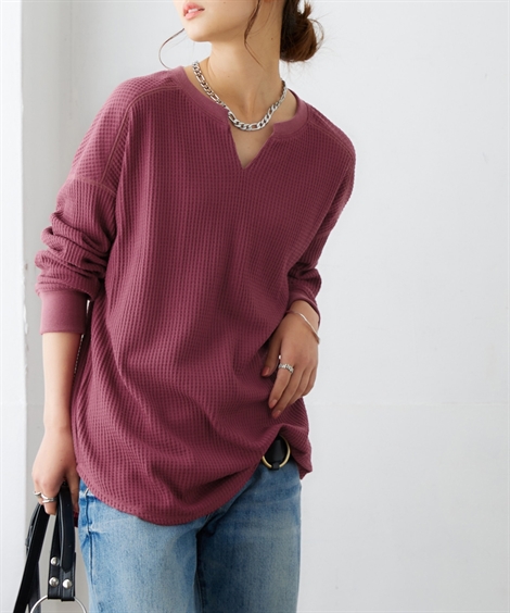 ニッセン Tシャツ カットソー レディース ワッフル素材