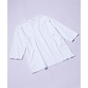 Tシャツ カットソー メンズ 綿100％ ヘビーウェイトオーバーサイズ7分袖 胸ポケット付 M/L/...