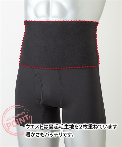 ボクサーパンツ メンズ あったか裏起毛腹巻付 ストレッチ 前開きボクサーパンツ 2枚組 冬 M/L/LL ニッセン nissen | ニッセン | 01