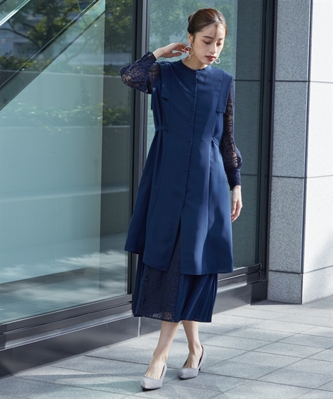 パーティードレス・結婚式ドレス 【結婚式・パーティードレス】 Callarus Layered Lace＆Pleats Onepiece Dress  ニッセン n