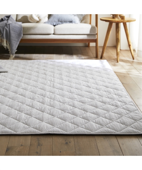 新品☆185×280㎝厚み1.5㎝♪コットン100％キルトラグ♪洗える〇B143 ニッセン ラグ 洗える 綿100％ シア サッカー キルトラグ 約185