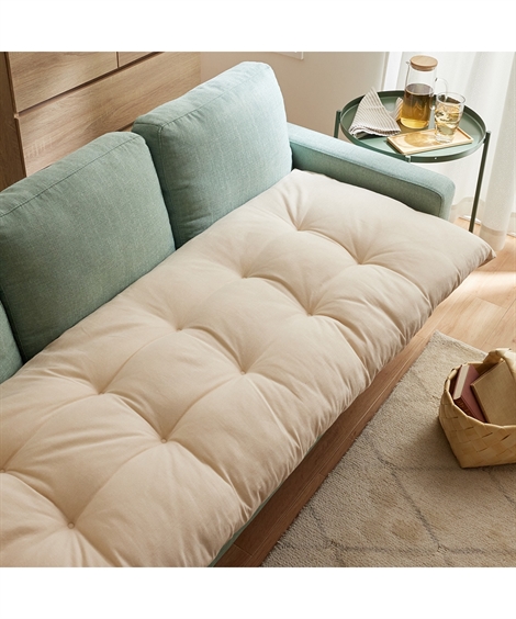 ニッセン（nissen） クッション 洗える 麻混 ソファー マット 夏 約60