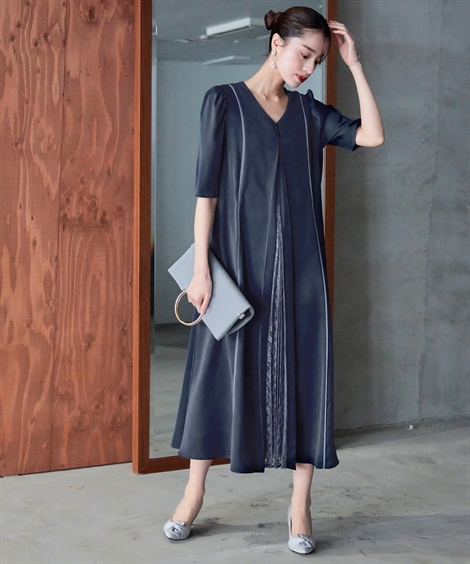 限定品格安Front Lace Pleats Design Onepiece Dress ワンピース