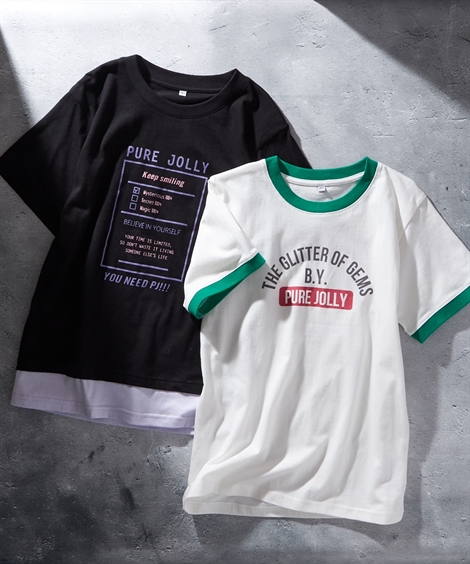 Tシャツ カットソー キッズ 2枚組 綿100％ プリント 女の子 子供服 ジュニア服 身長140/...