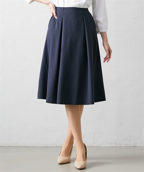 新品☆LL紺系♪洗えるスカートスーツ♪タックフレアお仕事オフィス☆a460 ルイルエブティック RUIRUE BOUTIQUE 洗える ストレッチ ｜ 楽ちん