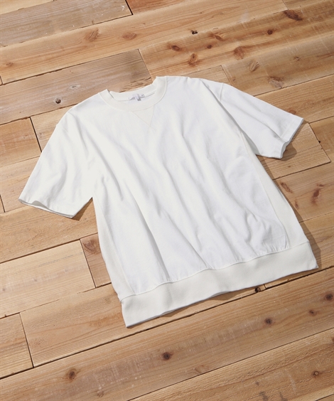 Tシャツ カットソー メンズ リブ付ミドルウェイト 綿100％ オーバーサイズ5分袖 3L〜10L ...