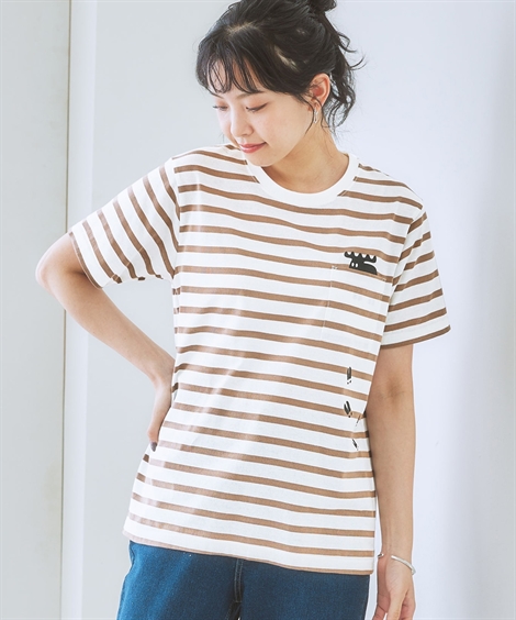 Tシャツ カットソー レディース moz モズ 胸ポケット S/M/L/LL ニッセン nissen