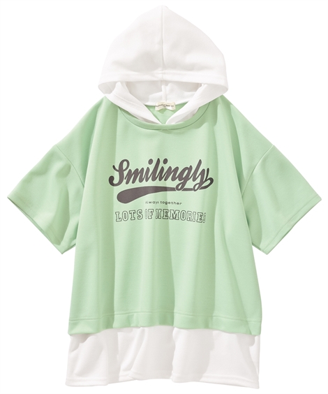 Tシャツ カットソー キッズ ビッグシルエットポンチ パーカー 女の子 子供服 ジュニア服 身長14...