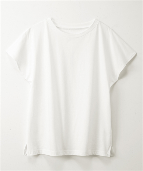 Tシャツ カットソー 上質素材の日本製フレンチ袖ボートネック M/L/LL/3L ニッセン niss...