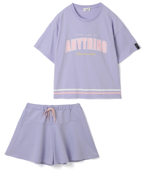 Tシャツ カットソー キッズ 2点セット プリント ＋ キュロット 女の子 子供服 ジュニア服 身長...