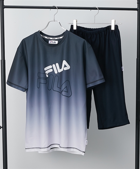 FILA ルームウェア メンズ ワッフルメッシュ グラデーション プリント 半袖 セット/ M/L/LL ニッセン nissen｜nissenzai｜02