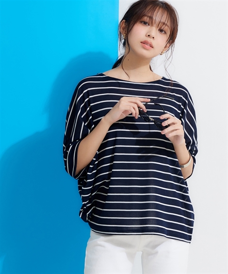 Tシャツ カットソー レディース UVカット 接触冷感 ゆるっとドルマンスリーブ プルオーバー 夏 S〜M/L〜LL ニッセン nissen｜nissenzai｜03