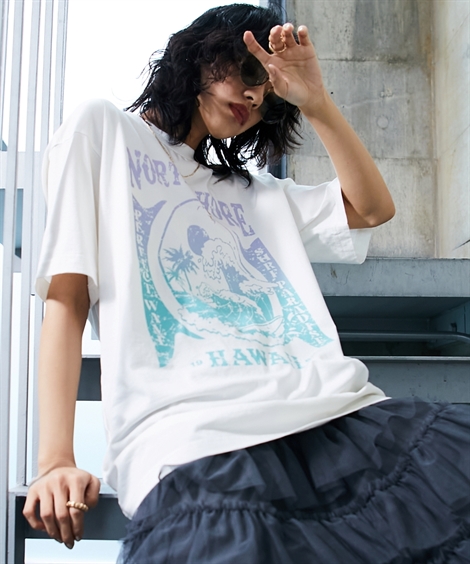 Tシャツ カットソー 大きいサイズ レディース 綿100％ グラデーショングラフィック プリント GEVS. L/LL/3L/4L/5L ニッセン  nissen